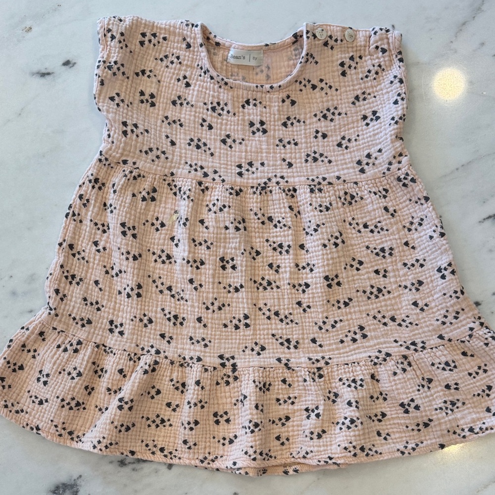 Light Pink Baby Dress with Black Pattern